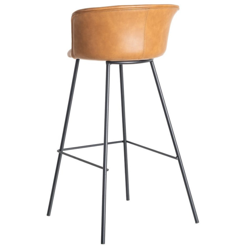 Tabouret de bar industriel en Polyuréthane Marron camel Métal Noir Polypropylène Goyali (Lot de 2) - 5
