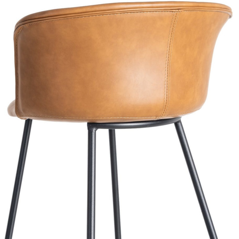 Tabouret de bar industriel en Polyuréthane Marron camel Métal Noir Polypropylène Goyali (Lot de 2) - 6