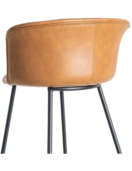 Tabouret de bar industriel en Polyuréthane Marron camel Métal Noir Polypropylène Goyali (Lot de 2) - 6