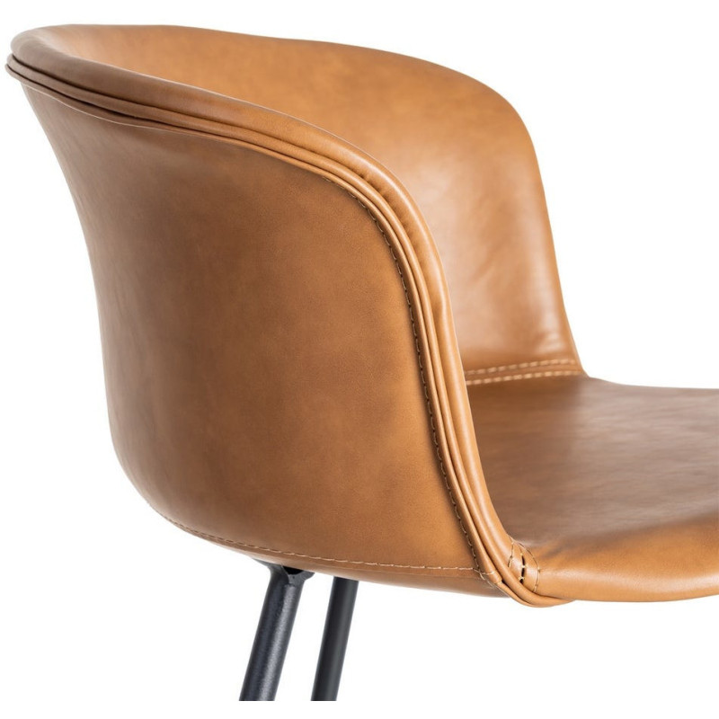 Tabouret de bar industriel en Polyuréthane Marron camel Métal Noir Polypropylène Goyali (Lot de 2) - 7