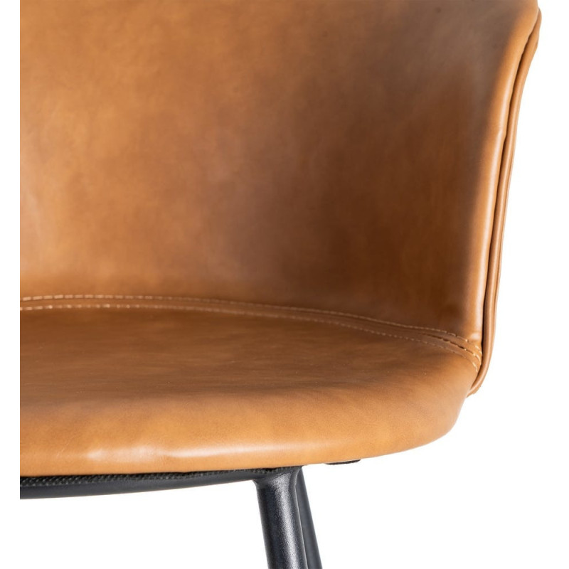 Tabouret de bar industriel en Polyuréthane Marron camel Métal Noir Polypropylène Goyali (Lot de 2) - 8