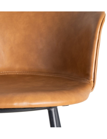 Tabouret de bar industriel en Polyuréthane Marron camel Métal Noir Polypropylène Goyali (Lot de 2) - 8