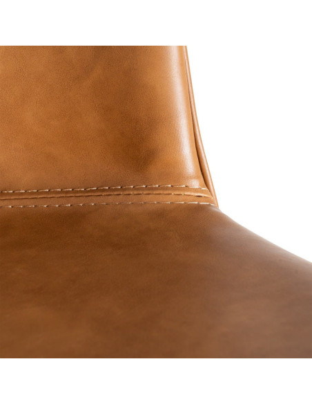 Tabouret de bar industriel en Polyuréthane Marron camel Métal Noir Polypropylène Goyali (Lot de 2) - 9