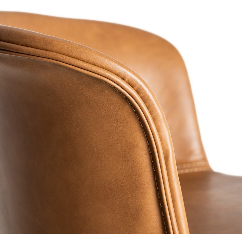 Tabouret de bar industriel en Polyuréthane Marron camel Métal Noir Polypropylène Goyali (Lot de 2) - 10