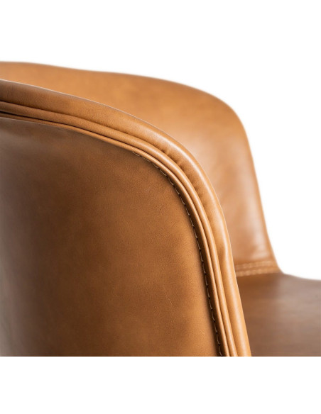 Tabouret de bar industriel en Polyuréthane Marron camel Métal Noir Polypropylène Goyali (Lot de 2) - 10