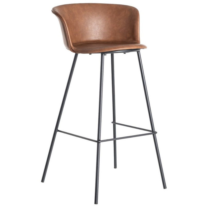Tabouret de bar industriel en Polyuréthane Marron Métal Noir Polypropylène Goyali (Lot de 2) - 1