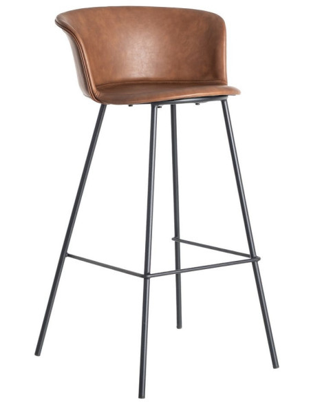Tabouret de bar industriel en Polyuréthane Marron Métal Noir Polypropylène Goyali (Lot de 2) - 1