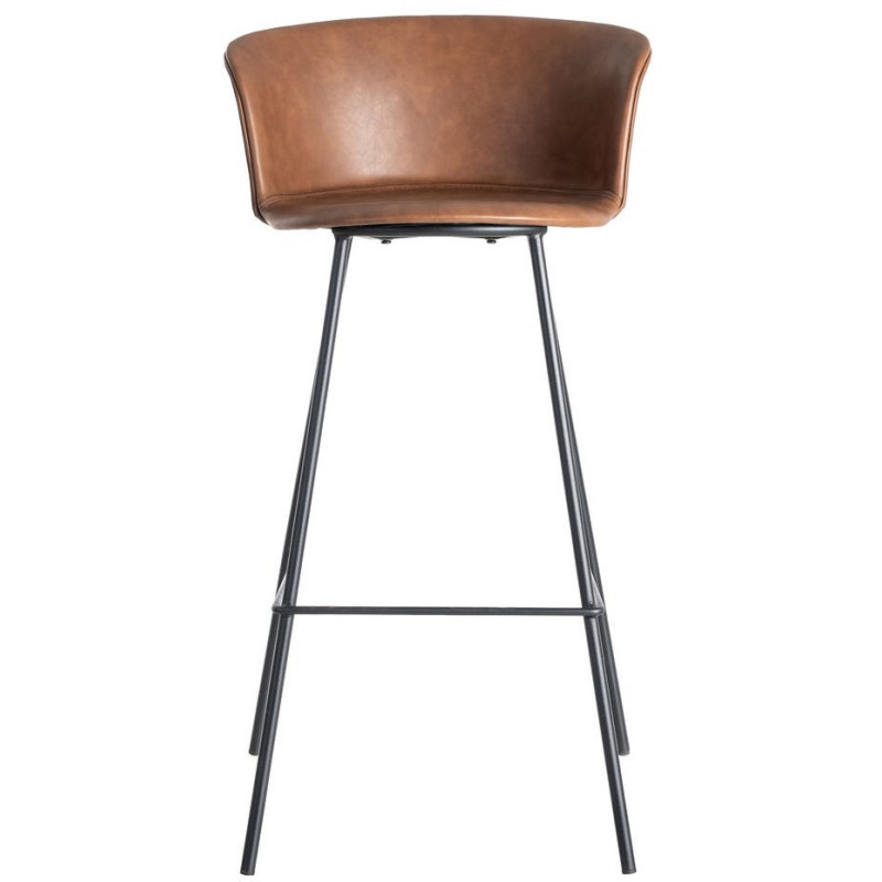Tabouret de bar industriel en Polyuréthane Marron Métal Noir Polypropylène Goyali (Lot de 2) - 3