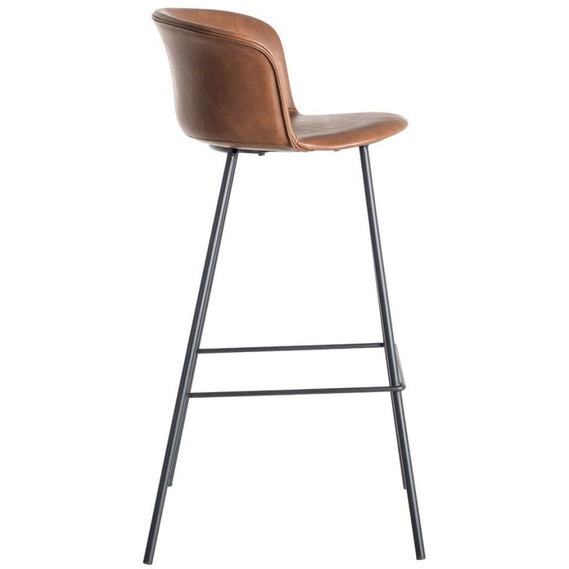 Tabouret de bar industriel en Polyuréthane Marron Métal Noir Polypropylène Goyali (Lot de 2) - 4