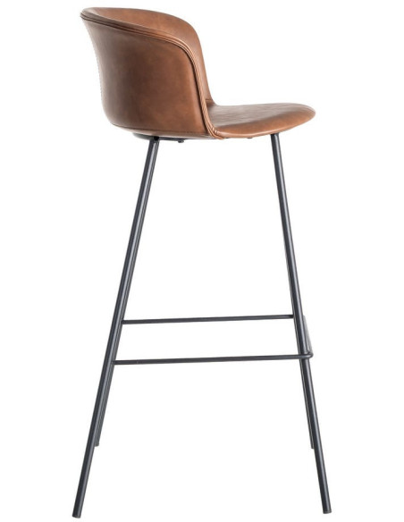 Tabouret de bar industriel en Polyuréthane Marron Métal Noir Polypropylène Goyali (Lot de 2) - 4