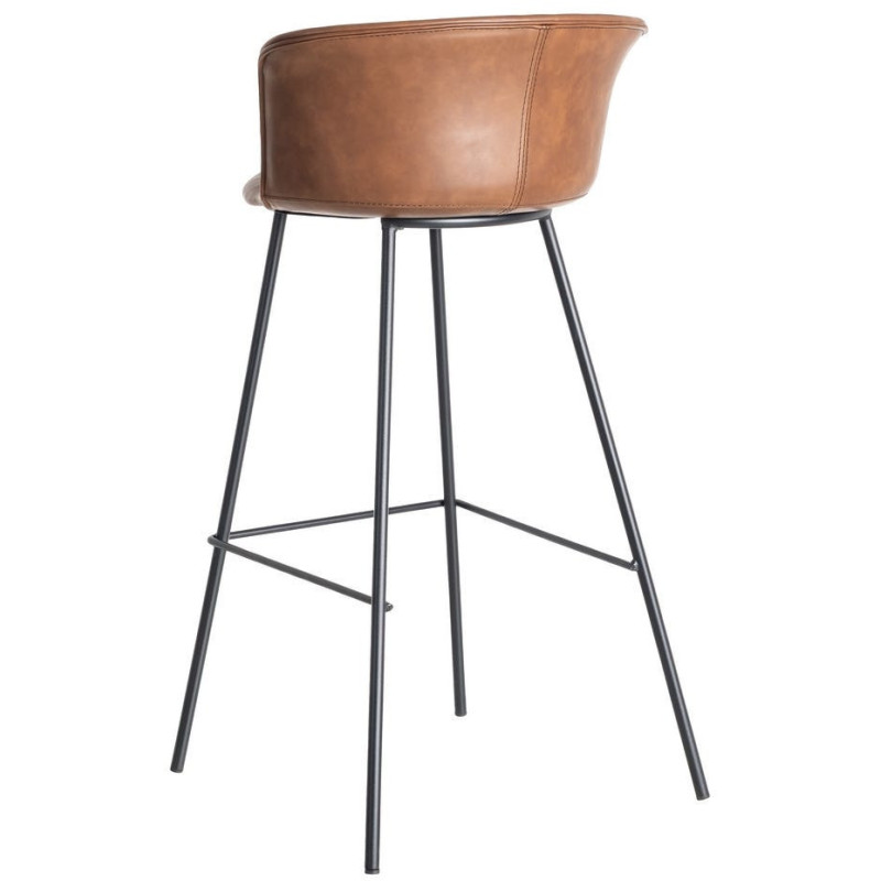 Tabouret de bar industriel en Polyuréthane Marron Métal Noir Polypropylène Goyali (Lot de 2) - 5