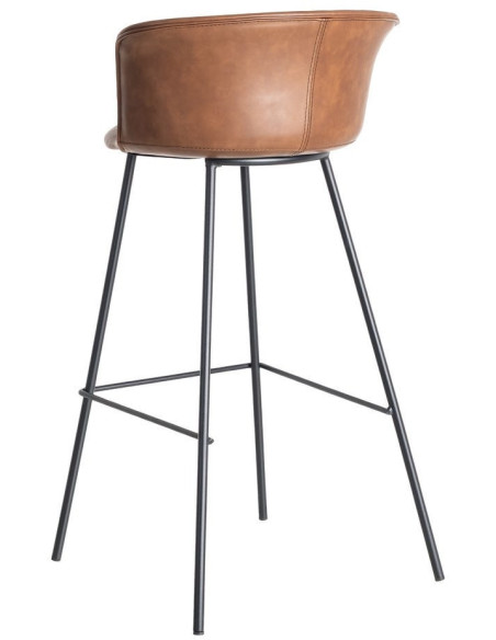 Tabouret de bar industriel en Polyuréthane Marron Métal Noir Polypropylène Goyali (Lot de 2) - 5