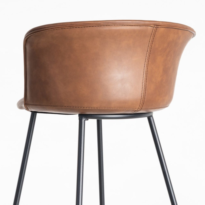 Tabouret de bar industriel en Polyuréthane Marron Métal Noir Polypropylène Goyali (Lot de 2) - 6