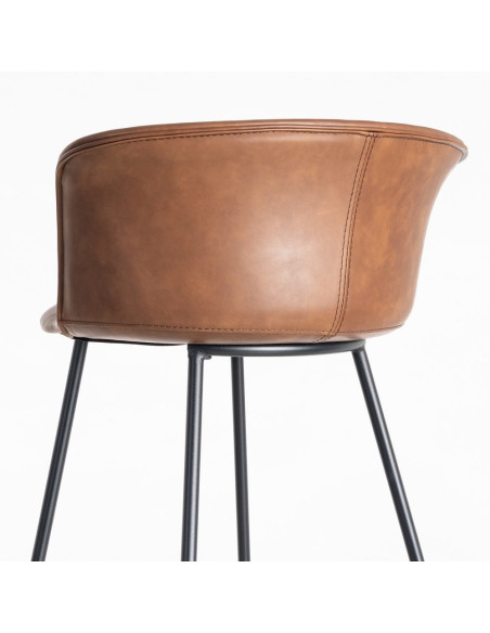 Tabouret de bar industriel en Polyuréthane Marron Métal Noir Polypropylène Goyali (Lot de 2) - 6