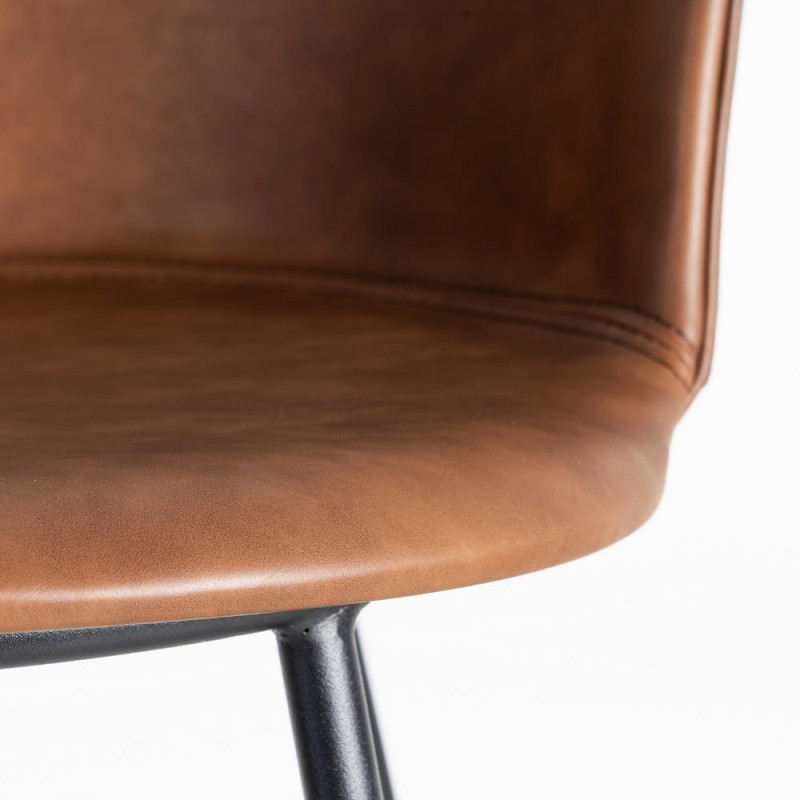 Tabouret de bar industriel en Polyuréthane Marron Métal Noir Polypropylène Goyali (Lot de 2) - 8