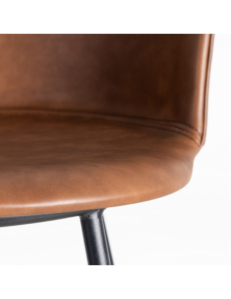 Tabouret de bar industriel en Polyuréthane Marron Métal Noir Polypropylène Goyali (Lot de 2) - 8