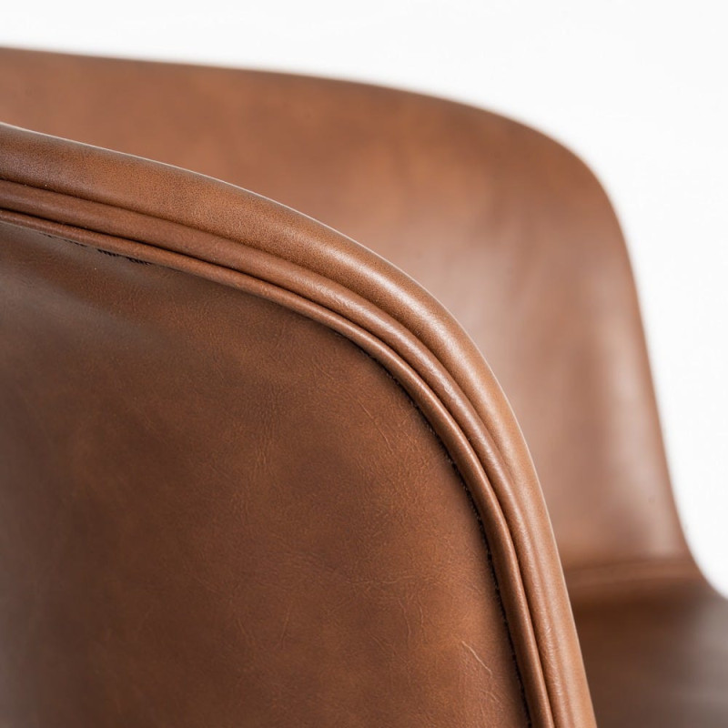 Tabouret de bar industriel en Polyuréthane Marron Métal Noir Polypropylène Goyali (Lot de 2) - 10
