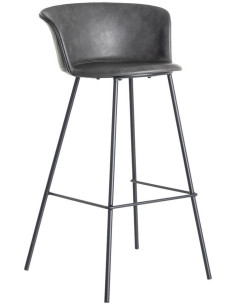 Tabouret de bar industriel en Polyuréthane Noir Métal Noir Polypropylène Goyali (Lot de 2) - 1