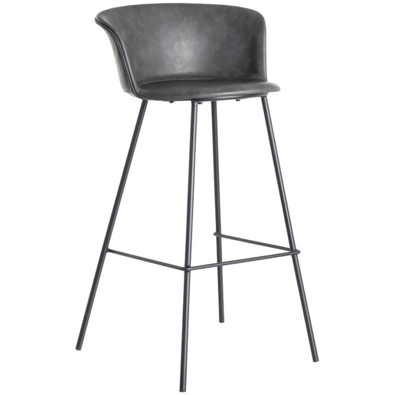 Tabouret de bar industriel en Polyuréthane Noir Métal Noir Polypropylène Goyali (Lot de 2) - 1
