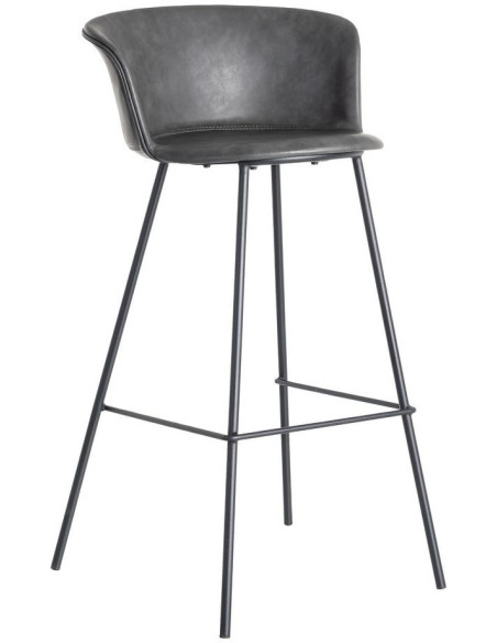 Tabouret de bar industriel en Polyuréthane Noir Métal Noir Polypropylène Goyali (Lot de 2) - 1