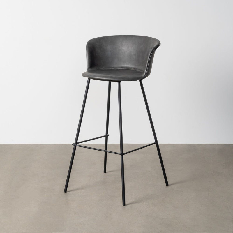 Tabouret de bar industriel en Polyuréthane Noir Métal Noir Polypropylène Goyali (Lot de 2) - 2