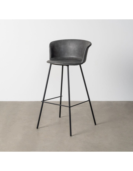 Tabouret de bar industriel en Polyuréthane Noir Métal Noir Polypropylène Goyali (Lot de 2) - 2