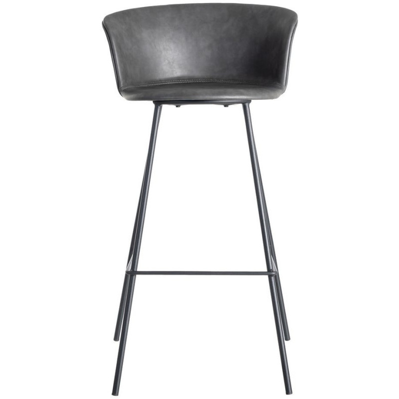 Tabouret de bar industriel en Polyuréthane Noir Métal Noir Polypropylène Goyali (Lot de 2) - 3