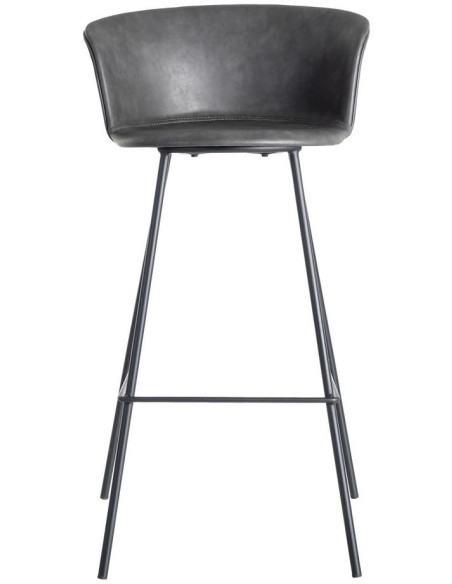 Tabouret de bar industriel en Polyuréthane Noir Métal Noir Polypropylène Goyali (Lot de 2) - 3