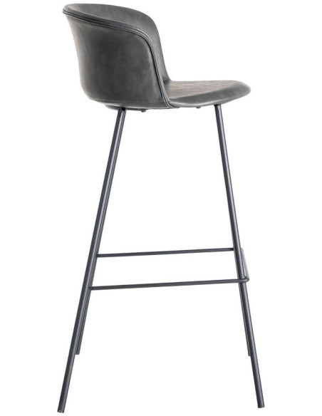 Tabouret de bar industriel en Polyuréthane Noir Métal Noir Polypropylène Goyali (Lot de 2) - 4