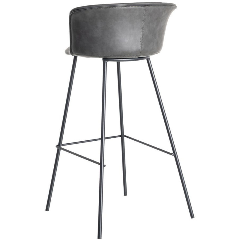 Tabouret de bar industriel en Polyuréthane Noir Métal Noir Polypropylène Goyali (Lot de 2) - 5
