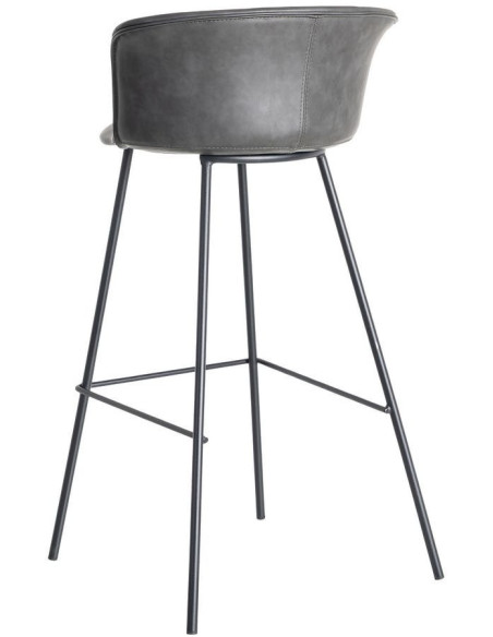 Tabouret de bar industriel en Polyuréthane Noir Métal Noir Polypropylène Goyali (Lot de 2) - 5