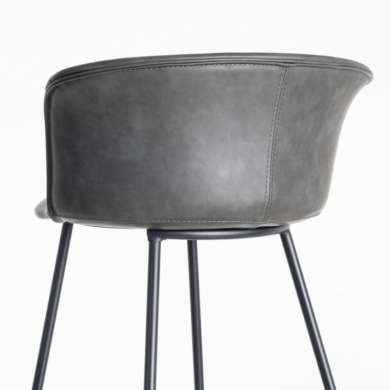 Tabouret de bar industriel en Polyuréthane Noir Métal Noir Polypropylène Goyali (Lot de 2) - 6