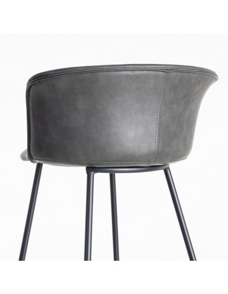 Tabouret de bar industriel en Polyuréthane Noir Métal Noir Polypropylène Goyali (Lot de 2) - 6