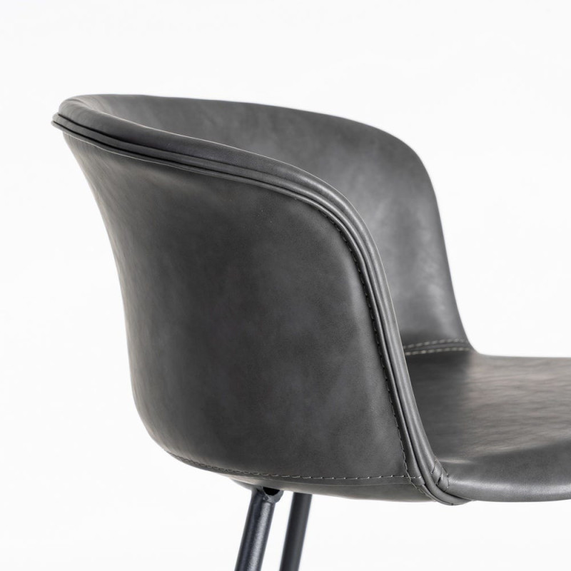 Tabouret de bar industriel en Polyuréthane Noir Métal Noir Polypropylène Goyali (Lot de 2) - 7