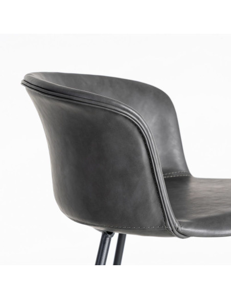 Tabouret de bar industriel en Polyuréthane Noir Métal Noir Polypropylène Goyali (Lot de 2) - 7