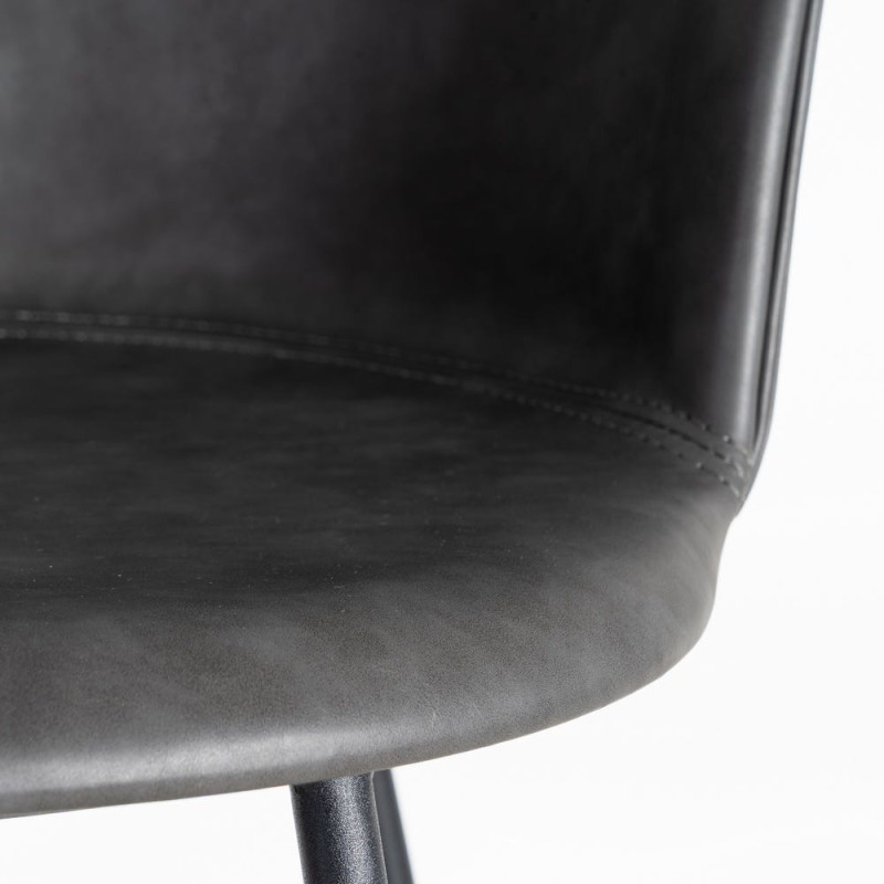 Tabouret de bar industriel en Polyuréthane Noir Métal Noir Polypropylène Goyali (Lot de 2) - 8