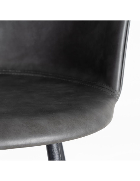 Tabouret de bar industriel en Polyuréthane Noir Métal Noir Polypropylène Goyali (Lot de 2) - 8