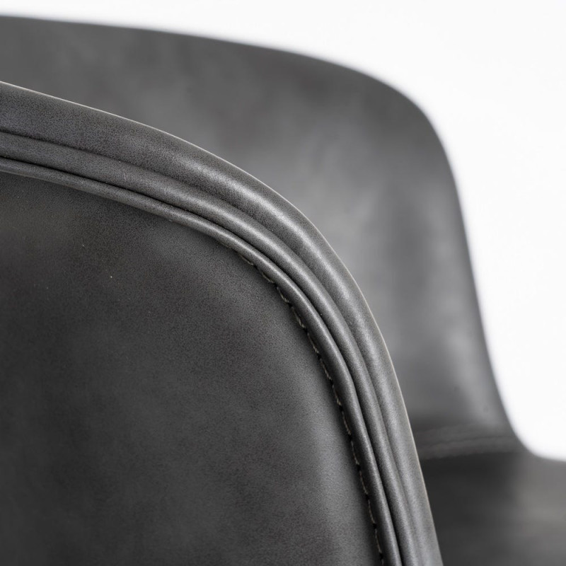 Tabouret de bar industriel en Polyuréthane Noir Métal Noir Polypropylène Goyali (Lot de 2) - 10