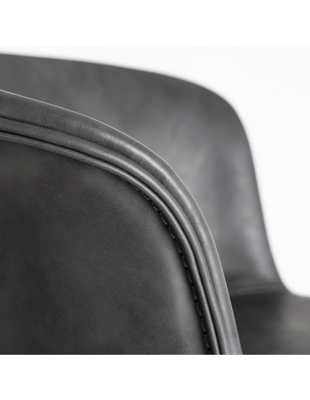 Tabouret de bar industriel en Polyuréthane Noir Métal Noir Polypropylène Goyali (Lot de 2) - 10