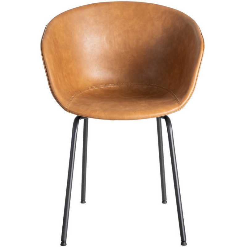 Fauteuil de table industriel Coque en Polyuréthane Marron camel Métal Noir Polypropylène Tiyora (Lot de 2) - 3