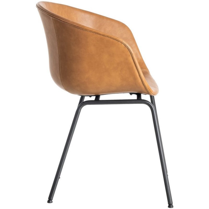 Fauteuil de table industriel Coque en Polyuréthane Marron camel Métal Noir Polypropylène Tiyora (Lot de 2) - 4