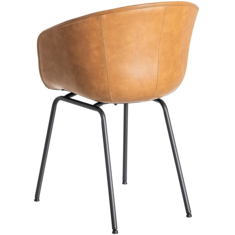 Fauteuil de table industriel Coque en Polyuréthane Marron camel Métal Noir Polypropylène Tiyora (Lot de 2) - 5