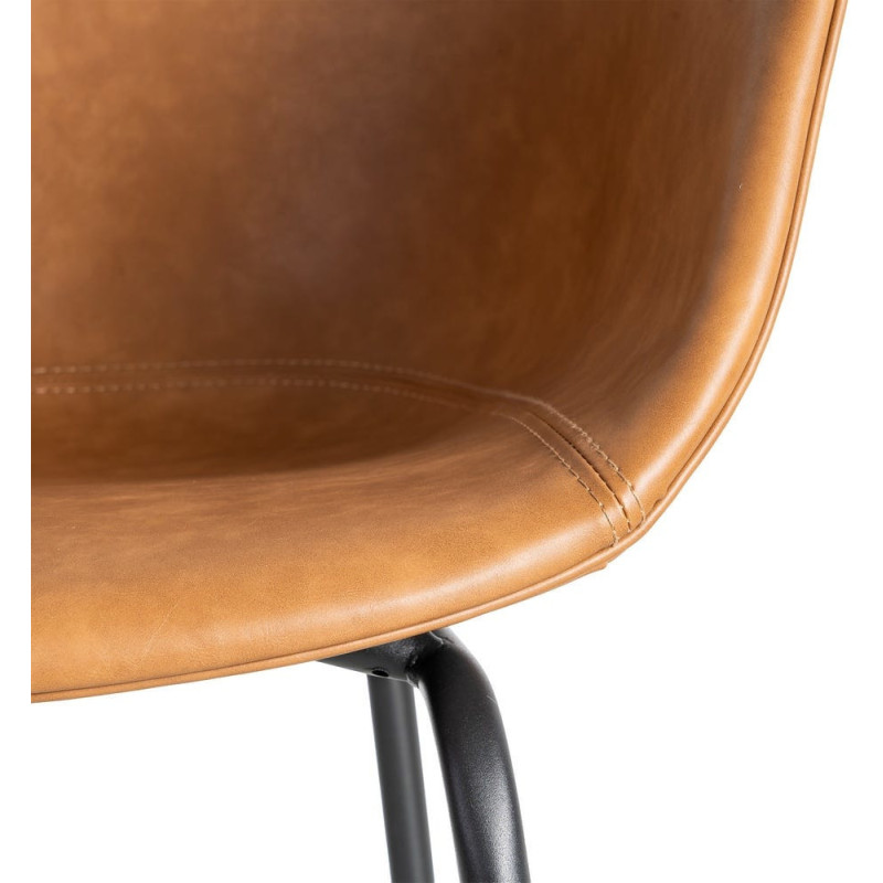 Fauteuil de table industriel Coque en Polyuréthane Marron camel Métal Noir Polypropylène Tiyora (Lot de 2) - 9