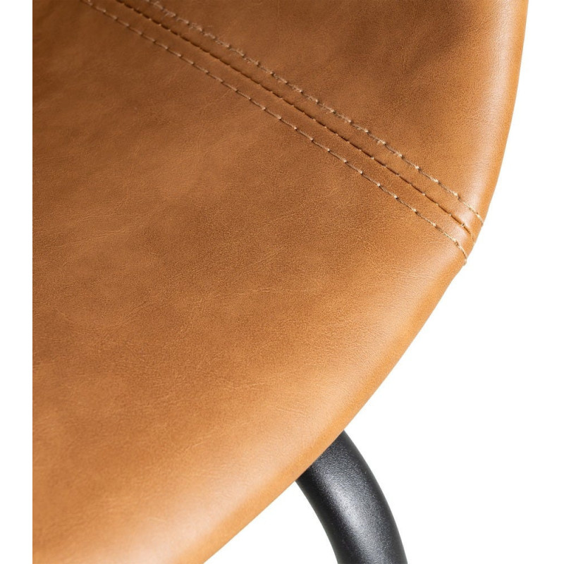 Fauteuil de table industriel Coque en Polyuréthane Marron camel Métal Noir Polypropylène Tiyora (Lot de 2) - 10