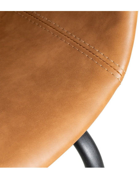 Fauteuil de table industriel Coque en Polyuréthane Marron camel Métal Noir Polypropylène Tiyora (Lot de 2) - 10