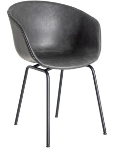 Fauteuil de table industriel Coque en Polyuréthane Noir Métal Noir Polypropylène Tiyora (Lot de 2) - 1