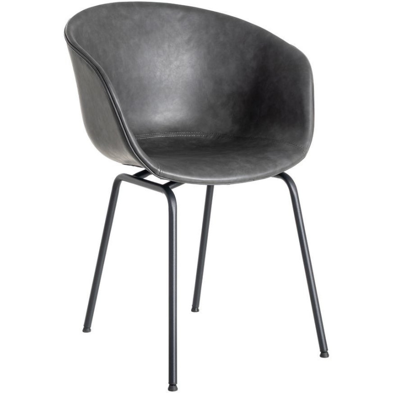 Fauteuil de table industriel Coque en Polyuréthane Noir Métal Noir Polypropylène Tiyora (Lot de 2) - 1