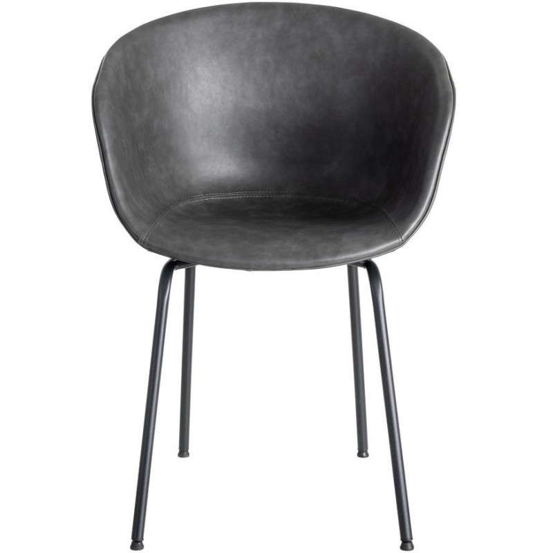 Fauteuil de table industriel Coque en Polyuréthane Noir Métal Noir Polypropylène Tiyora (Lot de 2) - 3