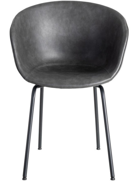 Fauteuil de table industriel Coque en Polyuréthane Noir Métal Noir Polypropylène Tiyora (Lot de 2) - 3