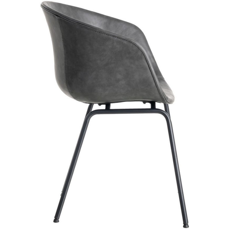 Fauteuil de table industriel Coque en Polyuréthane Noir Métal Noir Polypropylène Tiyora (Lot de 2) - 4